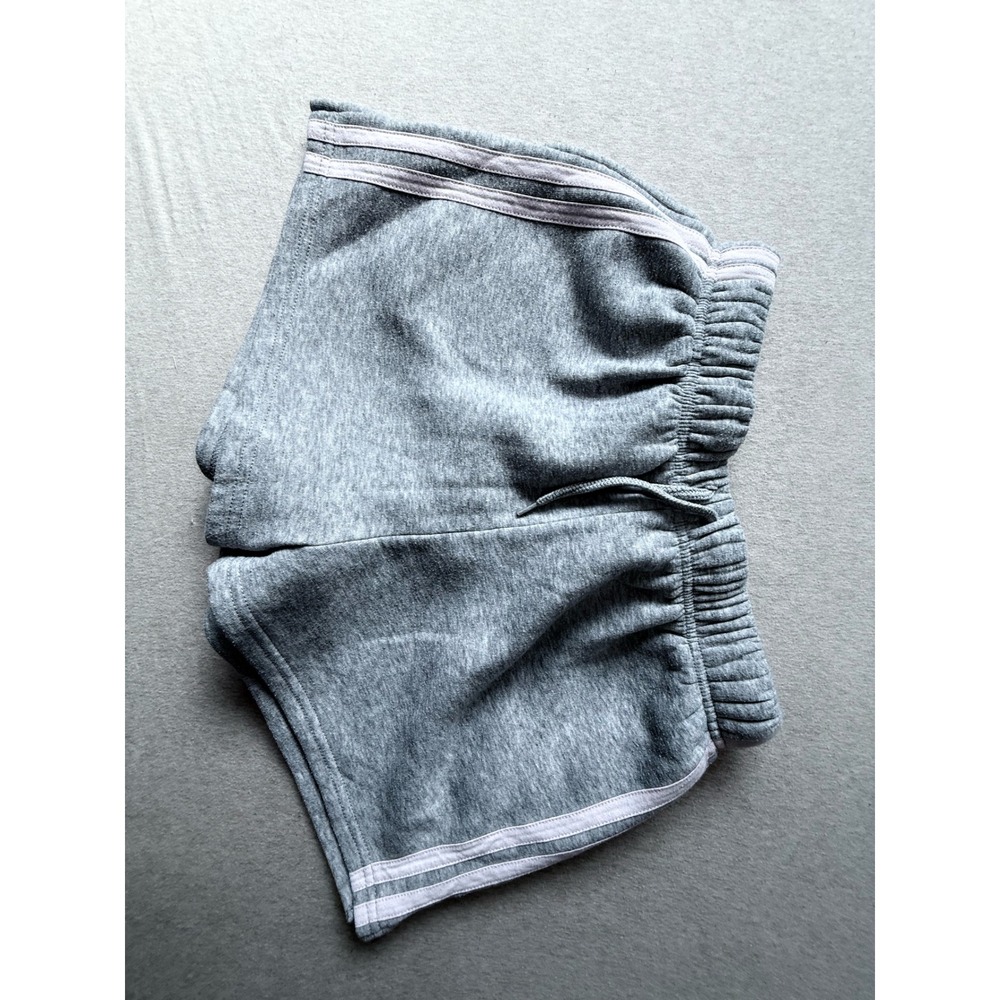 Mighty Fine Heather Gray Pink Stripe Fleece Dolphin Shorts Large